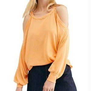 Free People Chill Out Cold Shoulder Boho Top Size Large Orange